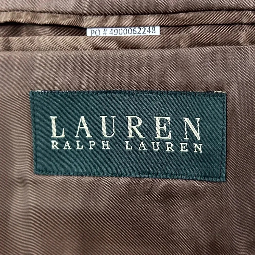 Lauren Ralph Lauren 48R Sport Coat Silk Wool Brown Houndstooth Two Button Vented